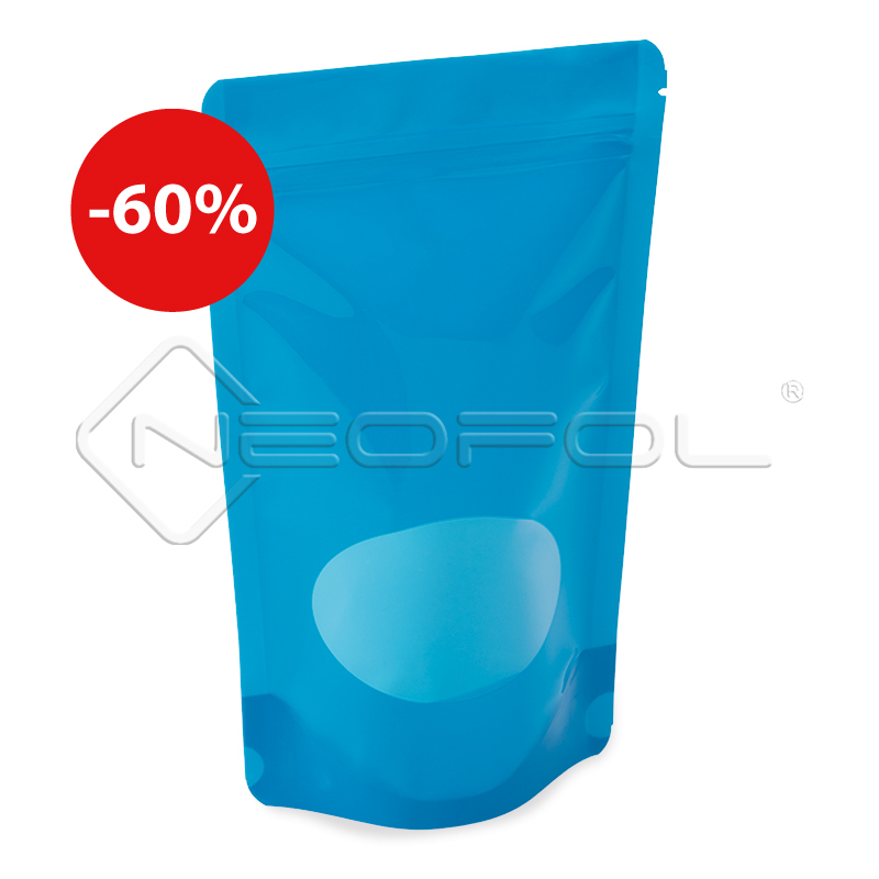 Standbodenbeutel mit Zipper und Fenster / blau / 750 ml