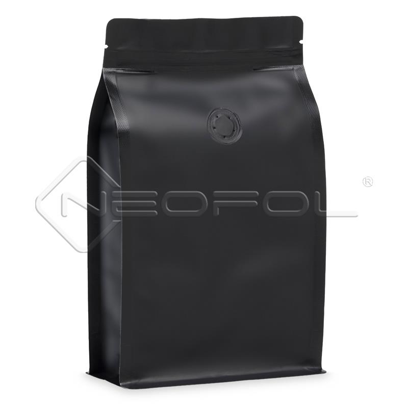 BOXpack® mit Zipper und Ventil / mattschwarz / 250 g