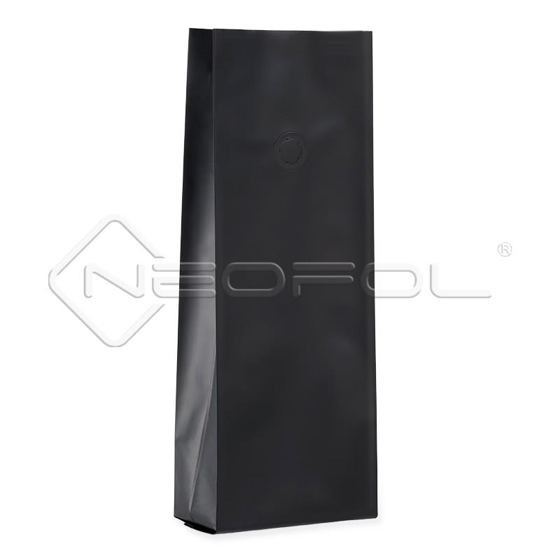 Seitenfaltenbeutel recyclebar mit Ventil / mattschwarz / 250 g Seitenfaltenbeutel recyclebar mit Ventil / mattschwarz / 250 g