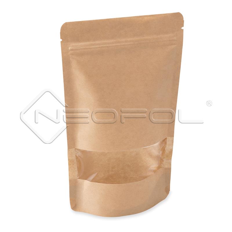 Standbodenbeutel BIOver® mit Zipper und Fenster / kraftbraun / 750 ml Standbodenbeutel BIOver® mit Zipper und Fenster / kraftbraun / 750 ml