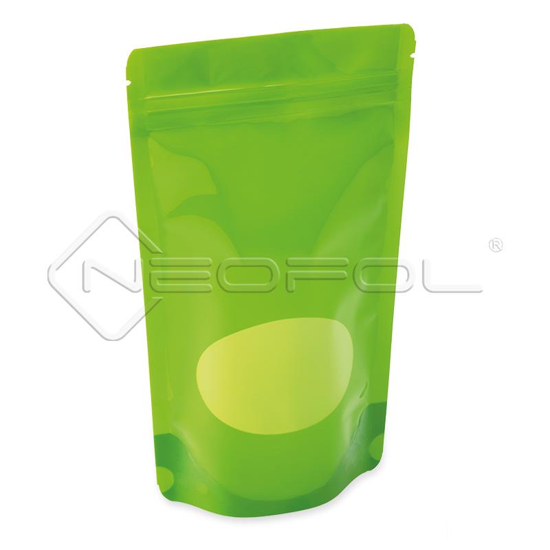 Standbodenbeutel mit Zipper und Fenster / grün / 750 ml