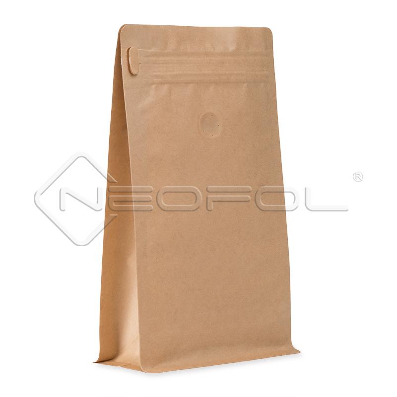 BOXpack® mit Pocket-Zipper und Ventil / kraftbraun / 250 g