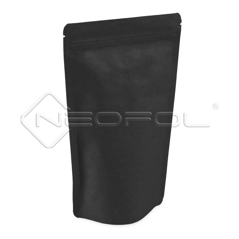 Standbodenbeutel mit Zipper und Ventil / mattschwarz / 1000 g Standbodenbeutel mit Zipper und Ventil / mattschwarz / 1000 g